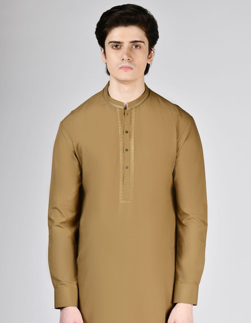 CAMEL BROWN BLENDED KAMEEZ SHALWAR | JTKS-A-34921