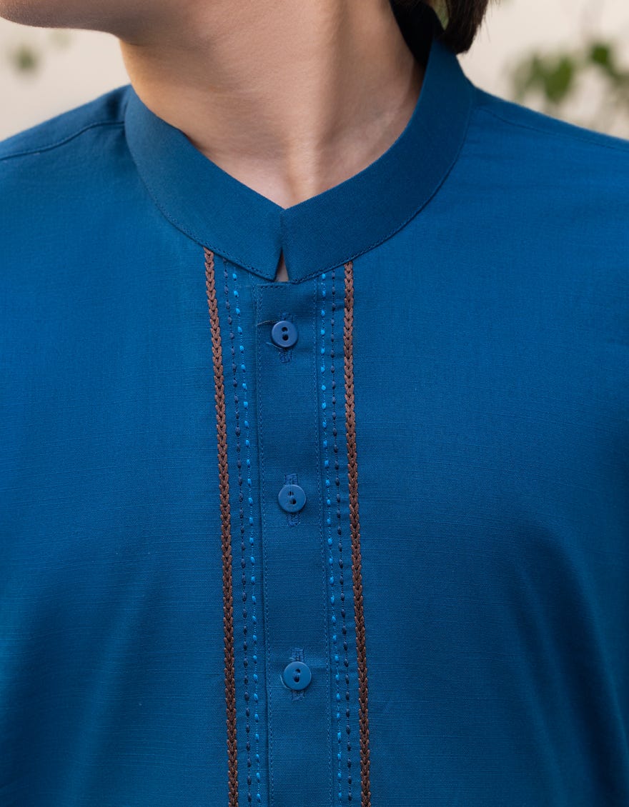 BLUE COTTON KAMEEZ SHALWAR | JCKS-S-34991