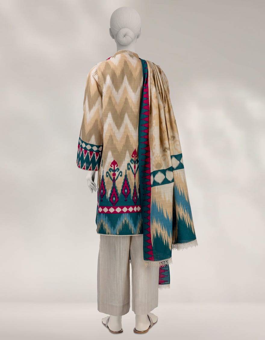 MULTICOLOR KHADDAR PRINTED UNSTITCHED 3PC