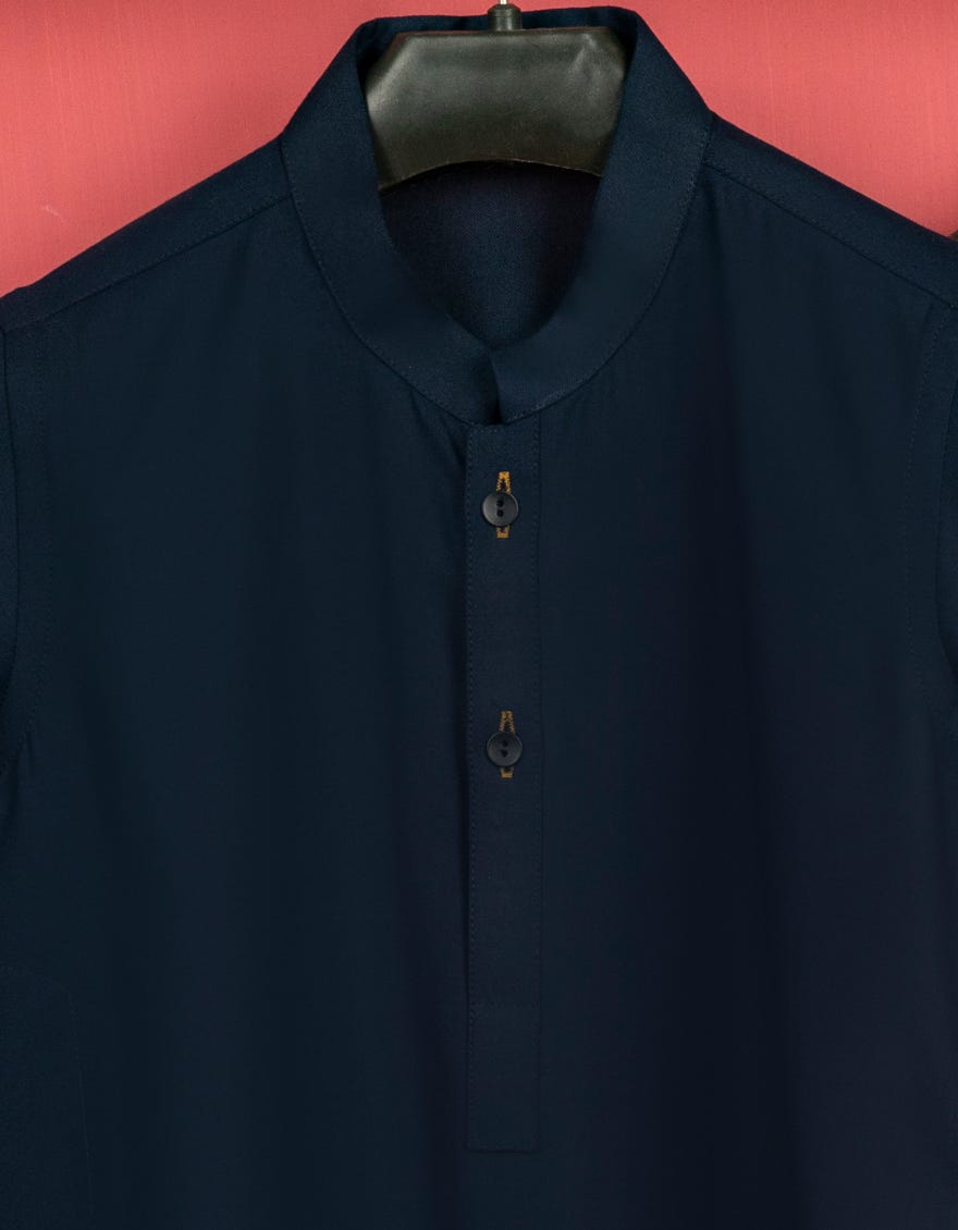 Navy Blue Blended Kameez Shalwar