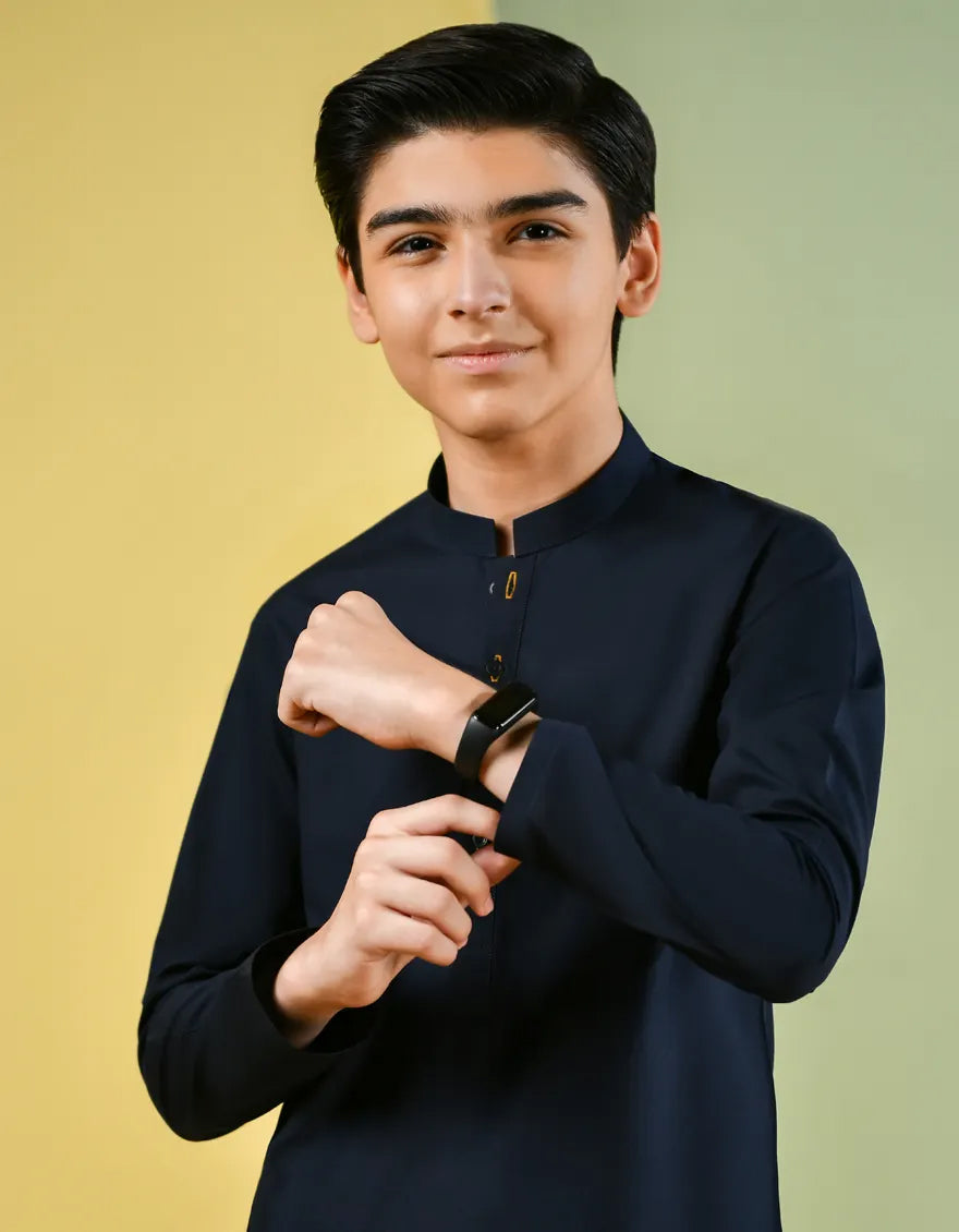 Navy Blue Plain Kameez Shalwar