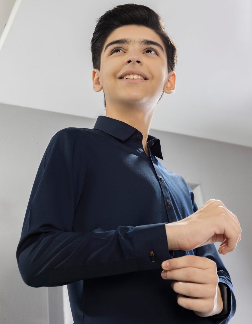 Navy Blue Blended Kameez Shalwar