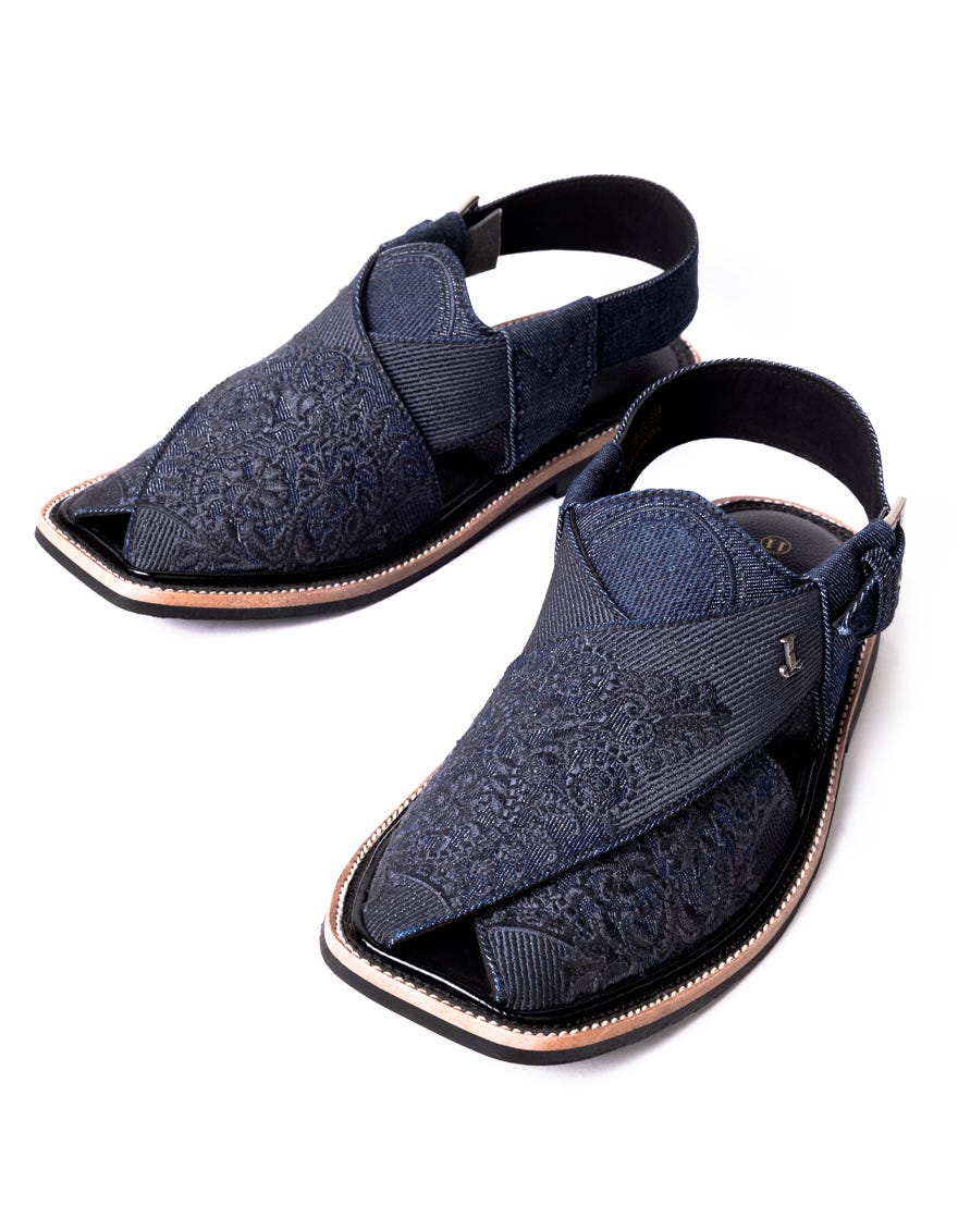 BLUE EMBROIDERED PESHAWARI SANDALS