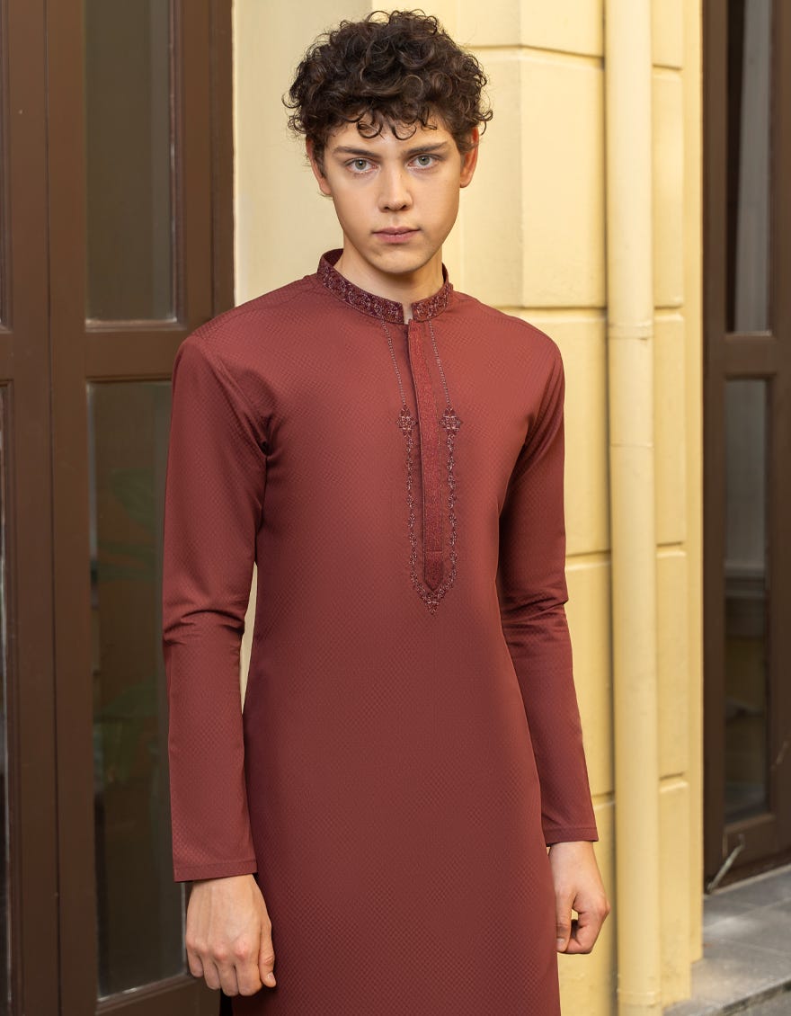 RUST BLENDED KURTA | JTK-A-46034