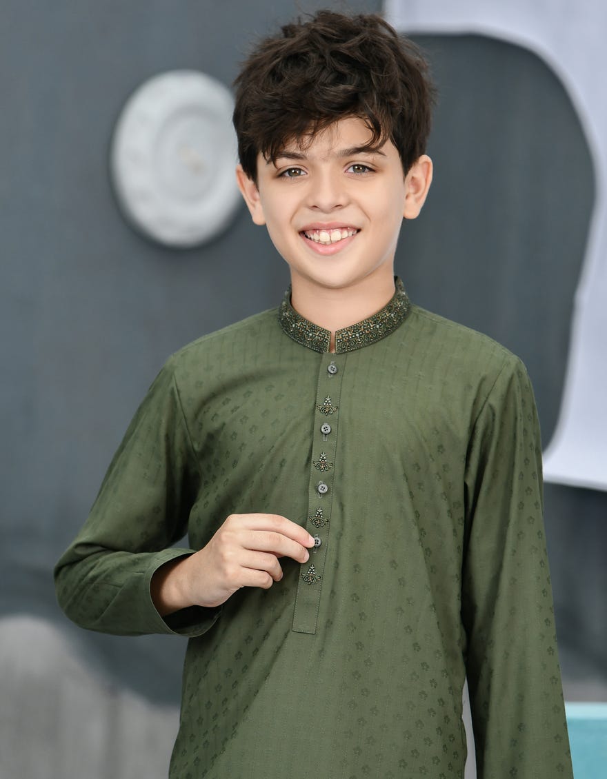 GREEN BLENDED KURTA | JCK-S-38392