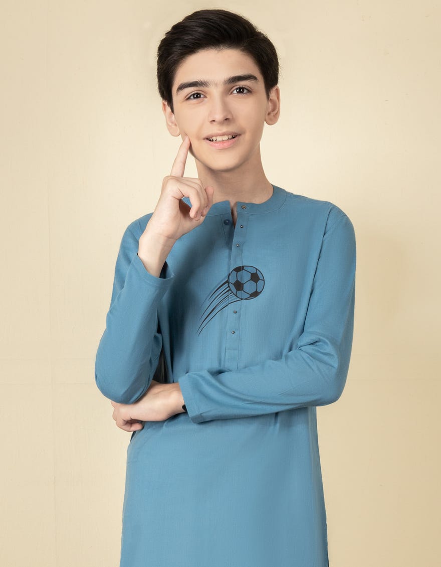SKY BLUE COTTON KURTA | JCK-S-38614