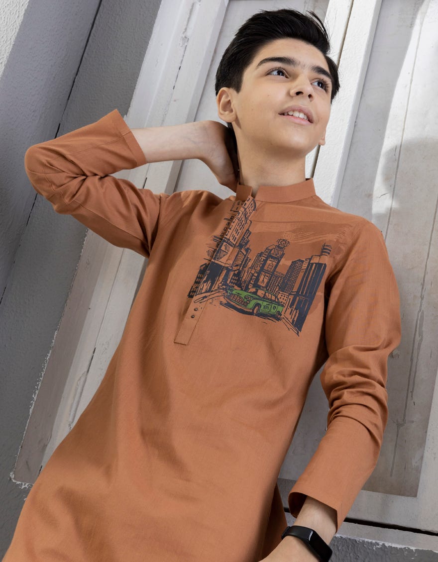 RUST COTTON KURTA | JCK-S-38619