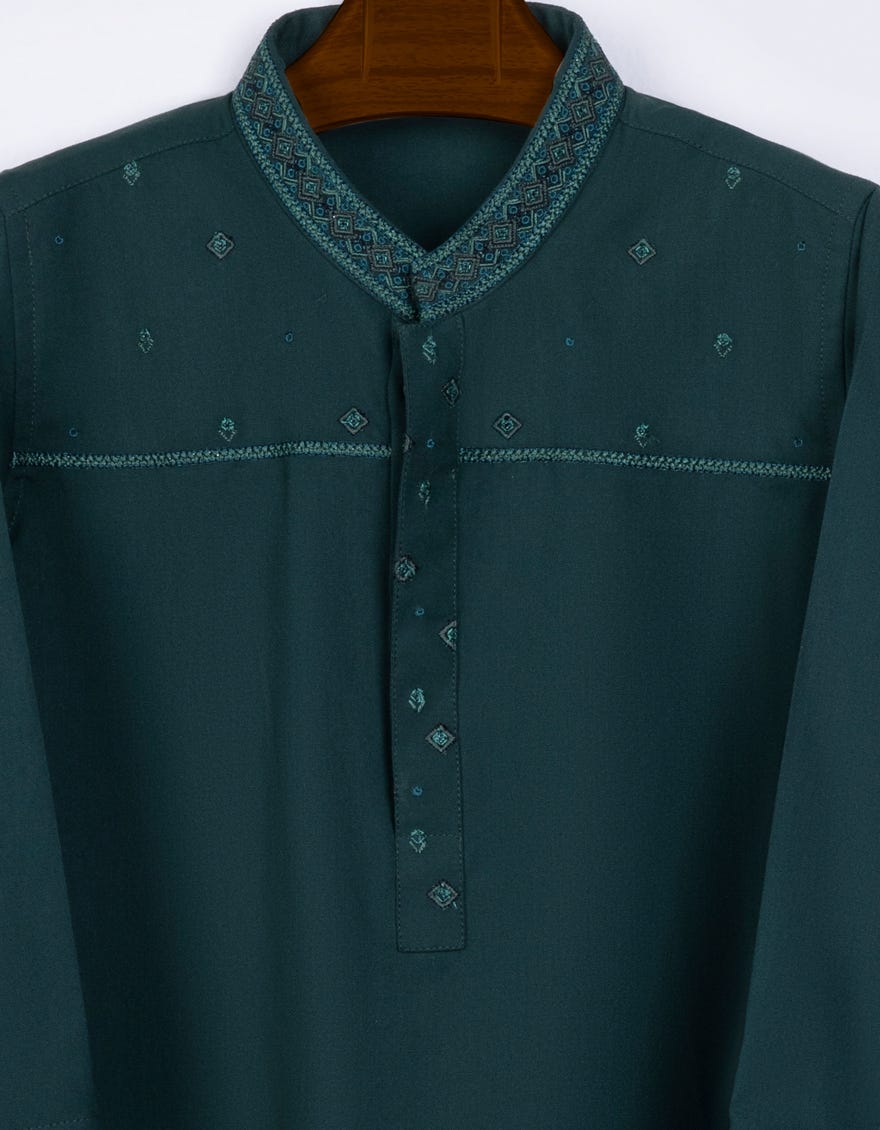 FOREST GREEN BLENDED KAMEEZ SHALWAR | JJIKS-S-38629