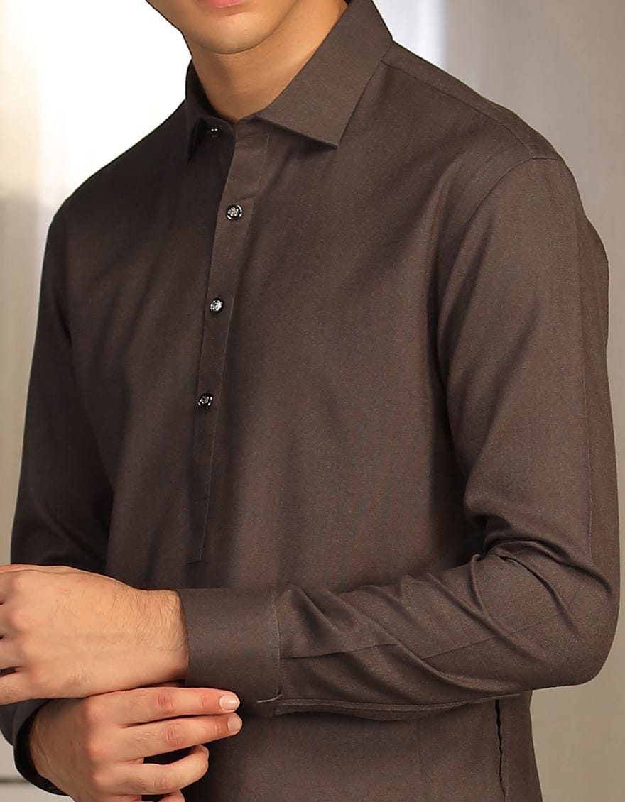 STONE GREY BLENDED KAMEEZ SHALWAR | JTKS-W-38651