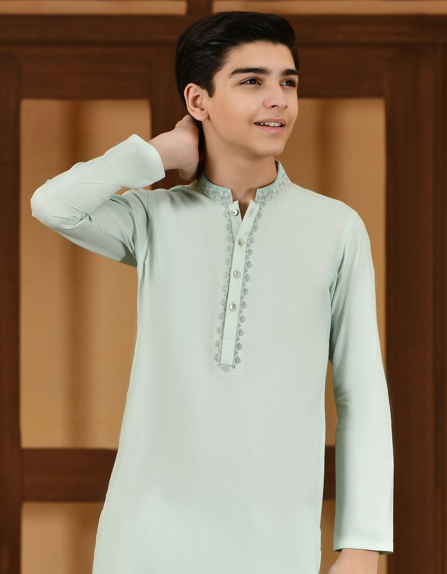 PALE GREEN COTTON KURTA | JCK-S-38660