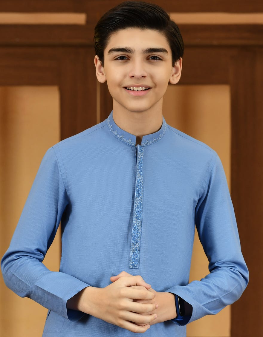 SKY BLUE COTTON KURTA | JCK-S-38664