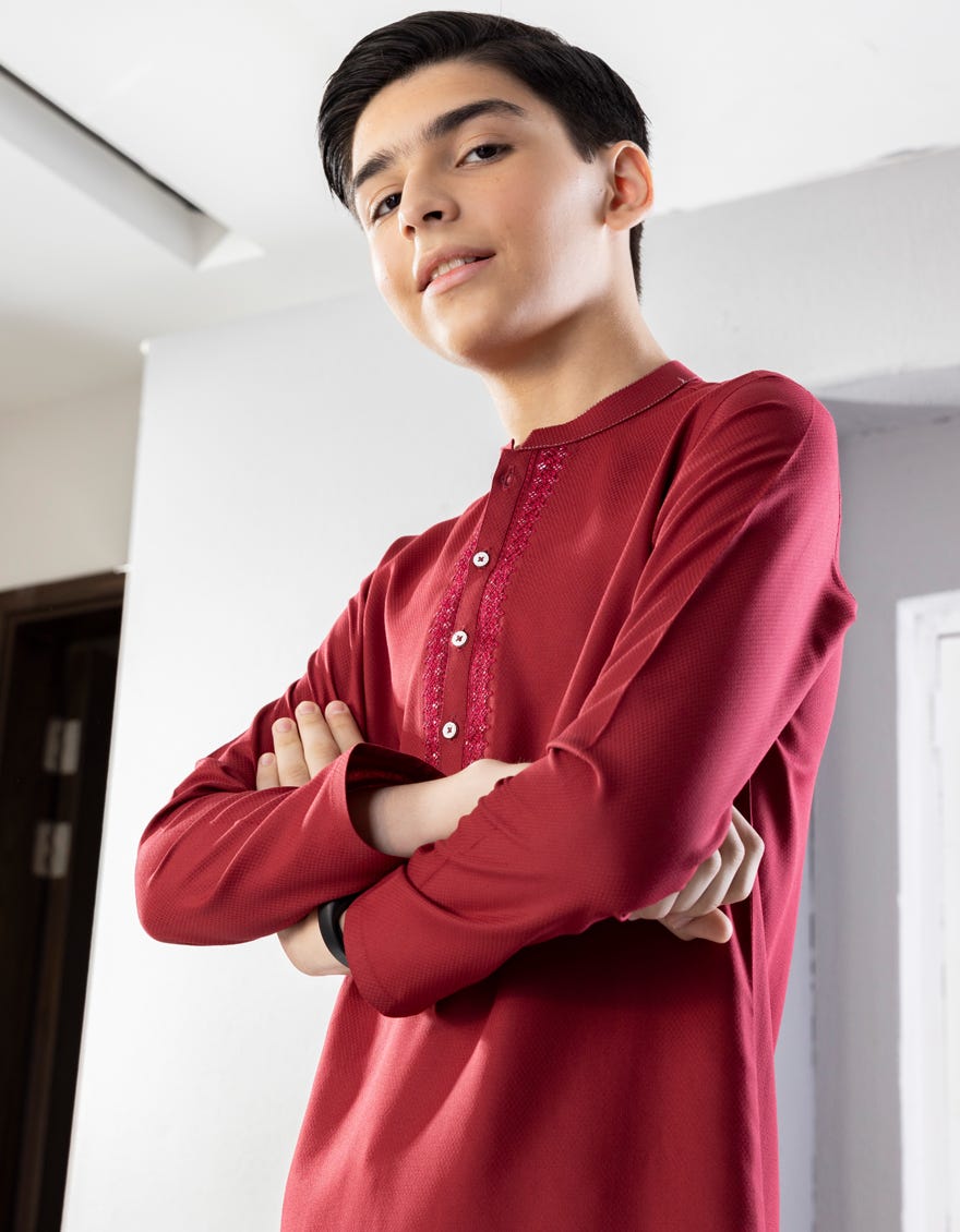 RED BLENDED KURTA | JCK-A-38680