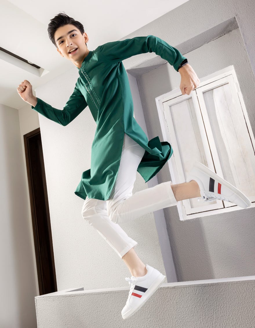 GREEN BLENDED KURTA | JCK-A-38681