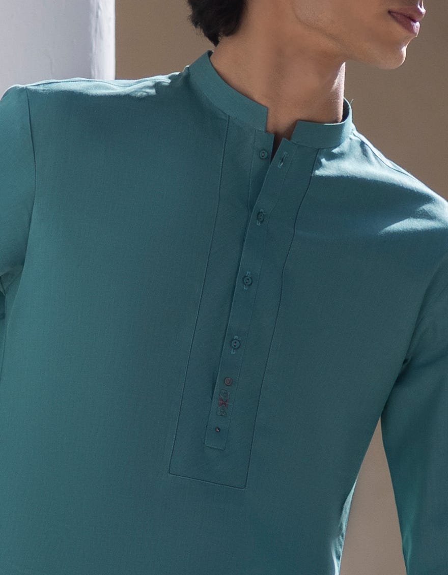 SEA GREEN COTTON KURTA | JTK-S-38686