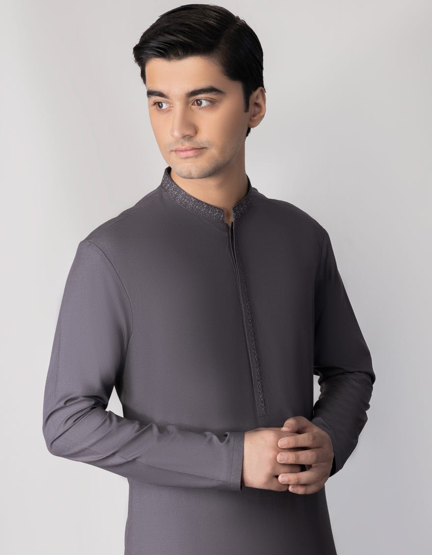 GREY BLENDED KAMEEZ SHALWAR | JTKS-S-38689