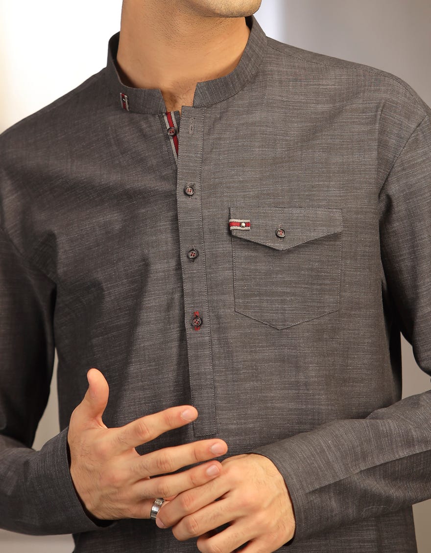 BLACK DENIM COTTON KURTA | JTK-W-38696