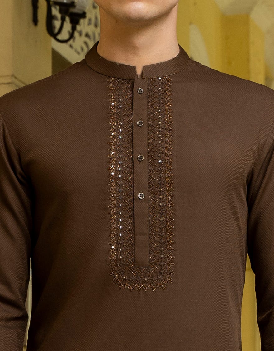 MEHNDI BROWN BLENDED KURTA | JTK-A-38698