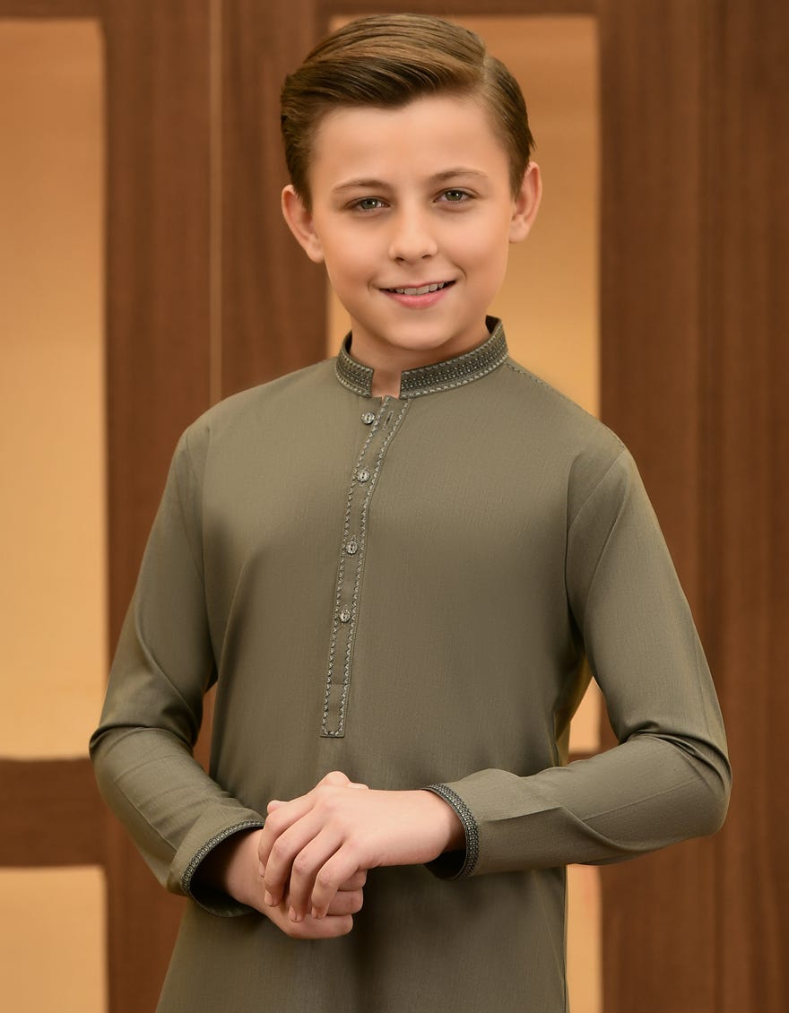 OLIVE GREEN KURTA PAJAMA | JCKP-S-38700