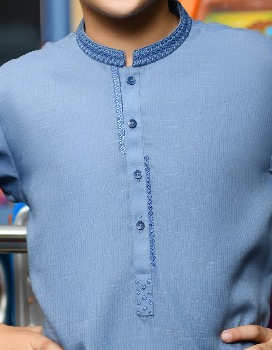 POWDER BLUE POLYESTER KURTA | JCK-S-38701