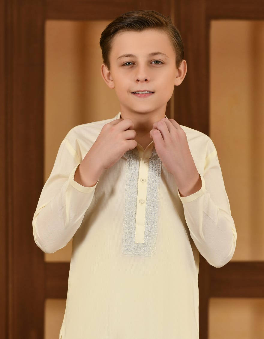 CREAM COTTON KAMEEZ SHALWAR | JCKS-S-38710