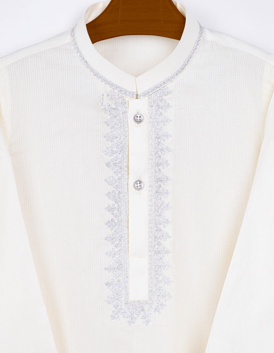 CREAM COTTON KAMEEZ SHALWAR | JJIKS-S-38711