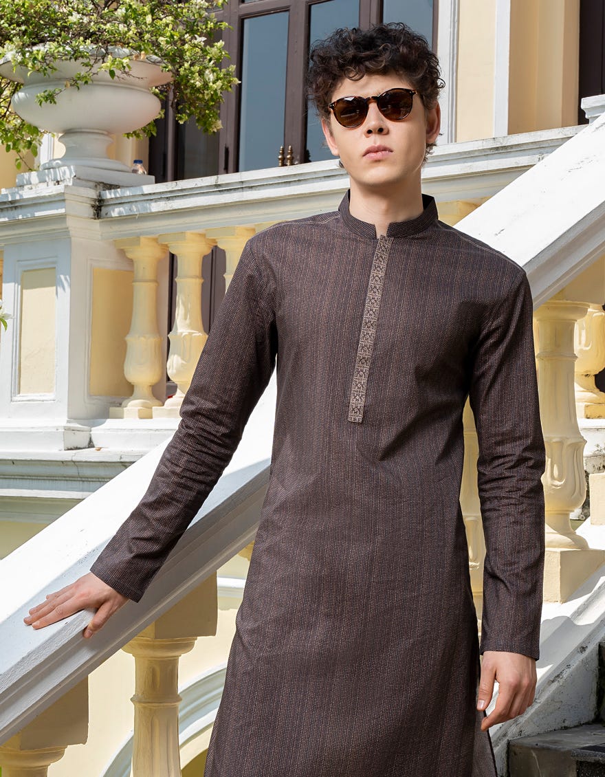 MUD BROWN COTTON KURTA | JTK-S-38721