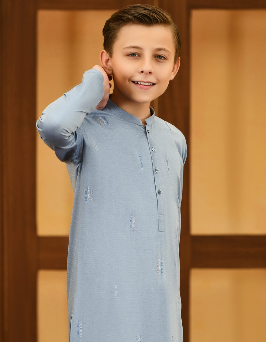 POWDER BLUE COTTON KURTA PAJAMA | JCKP-S-38729