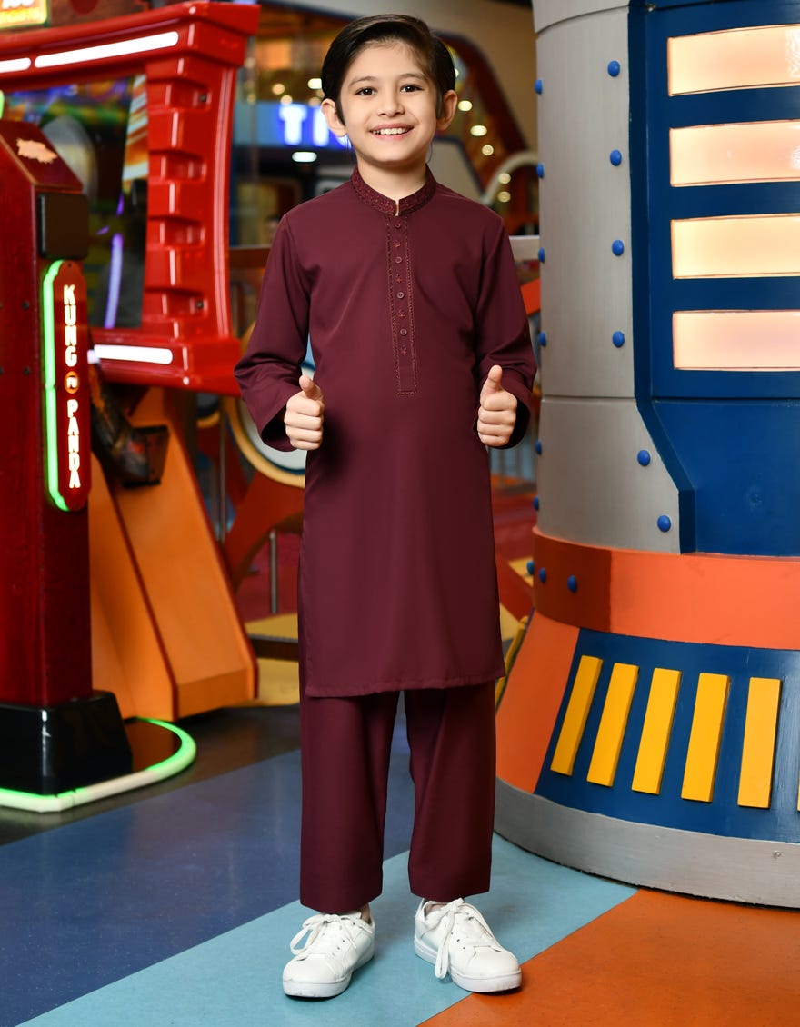 MAROON COTTON KAMEEZ SHALWAR | JCKS-S-38745