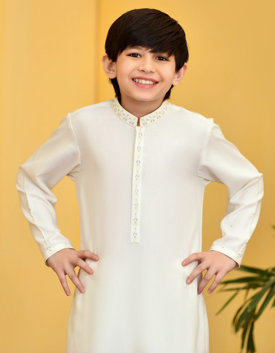 OFF WHITE BLENDED KAMEEZ SHALWAR | JCKS-A-38746