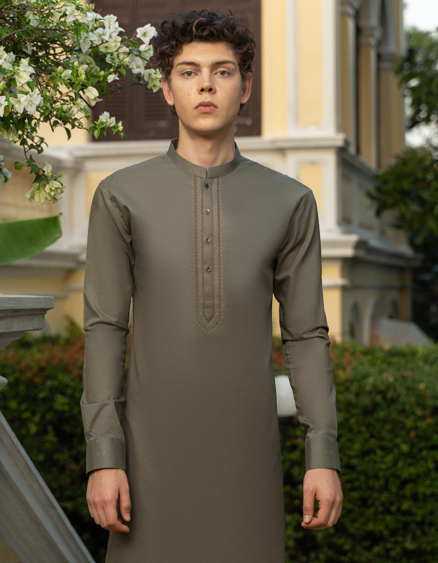 OLIVE COTTON KURTA PAJAMA | JTKP-S-38748