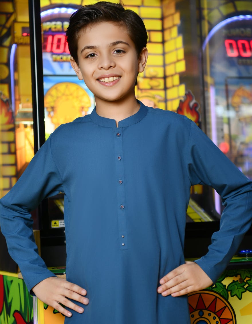 PRUSSIAN BLUE BLENDED KURTA PAJAMA | JCKP-S-38756