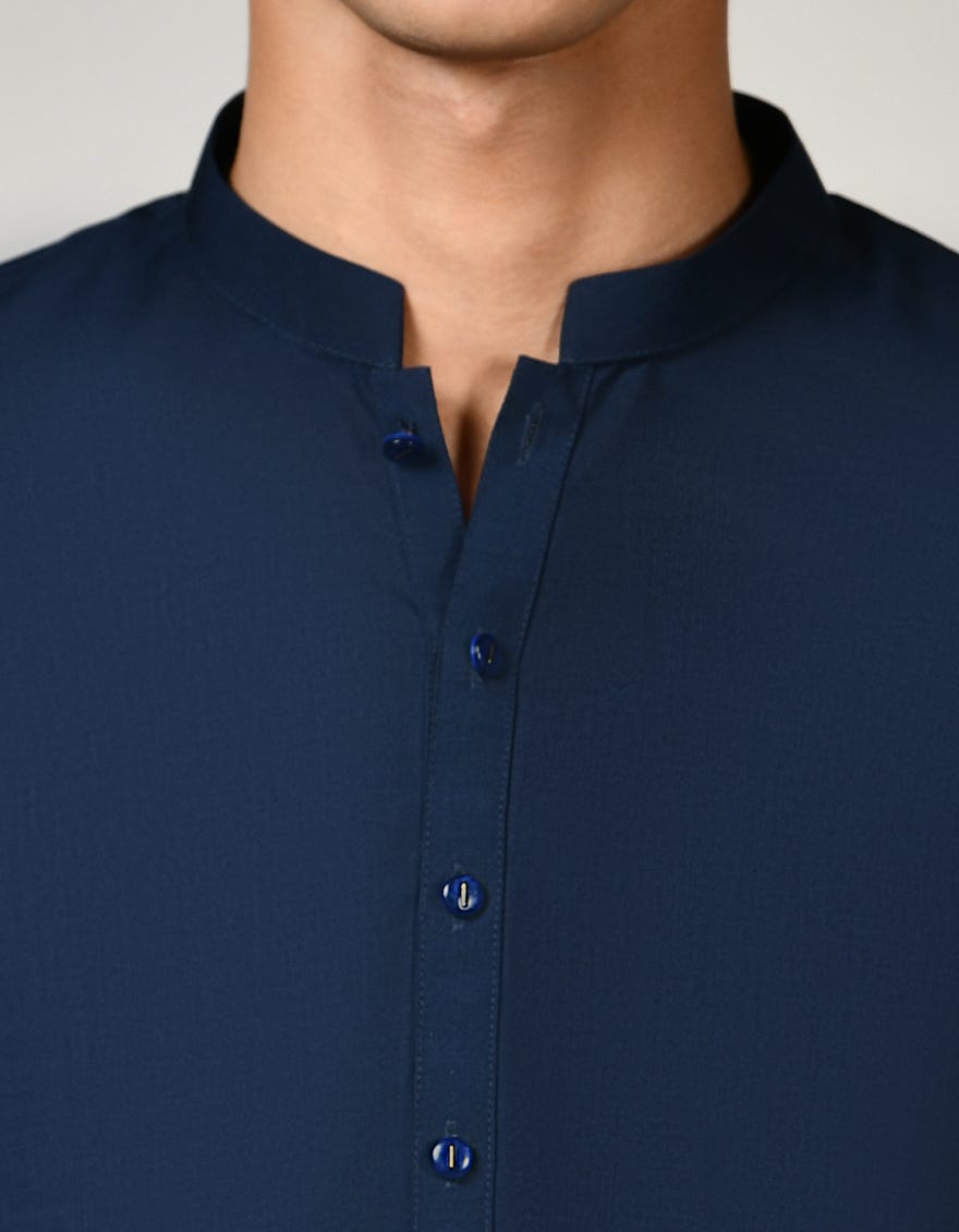 NAVY BLUE BLENDED KAMEEZ SHALWAR | JTKS-S-38760