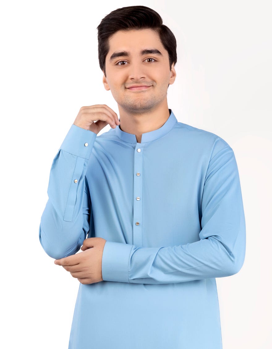 SKY BLUE BLENDED KAMEEZ SHALWAR | JTKS-S-38762