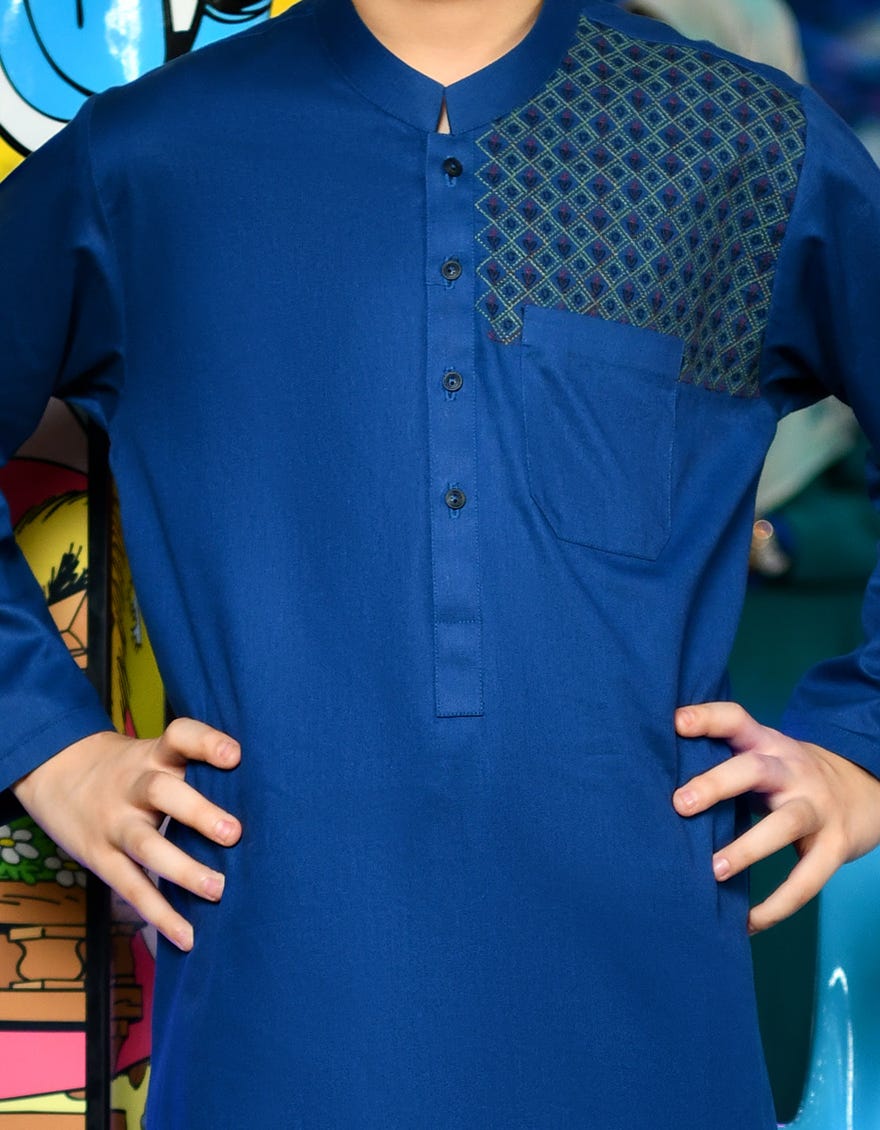 PERSIAN BLUE COTTON KURTA PAJAMA | JCKP-S-38765