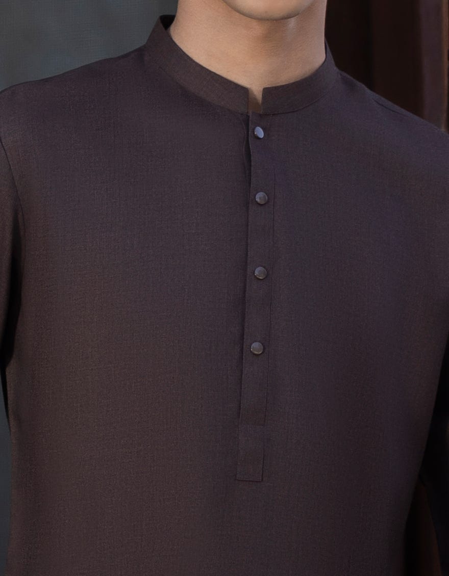 CHOCOLATE BROWN BLENDED KURTA PAJAMA | JTKP-S-38768