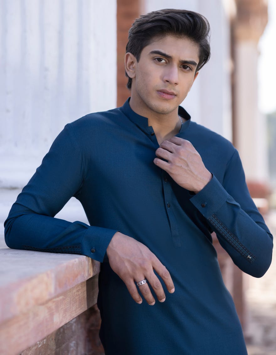 ROYAL BLUE BLENDED KURTA PAJAMA | JTKP-S-38769