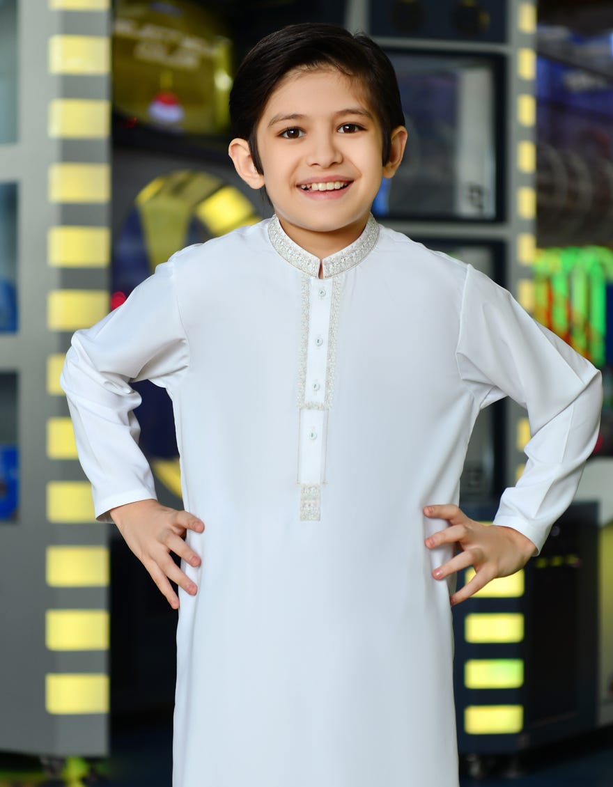 WHITE BLENDED KAMEEZ SHALWAR | JCKS-A-38775