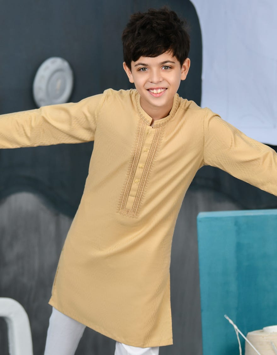 BEIGE COTTON KURTA | JCK-S-38782