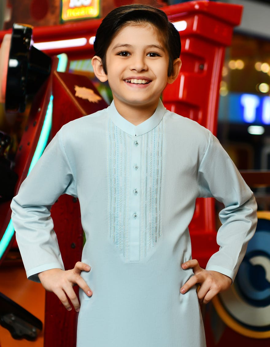 ICE BLUE COTTON KURTA PAJAMA | JCKP-S-38787