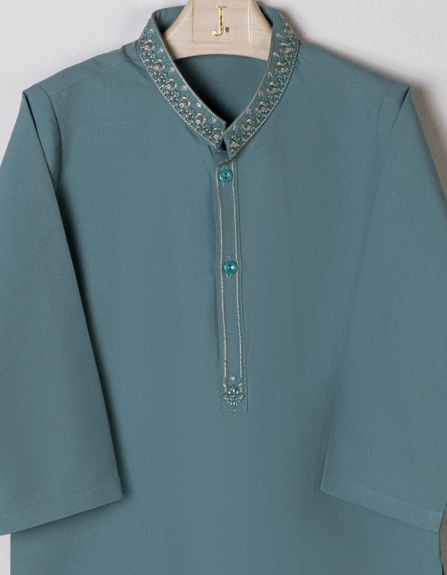 AQUA GREEN BLENDED KAMEEZ SHALWAR | JJIKS-S-38789