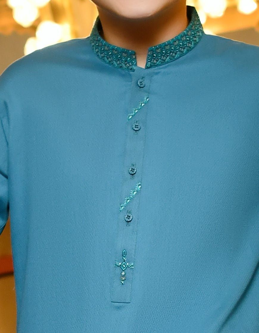 TURQUOISE COTTON KURTA | JCK-S-38796