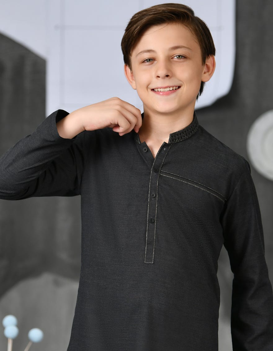 CHARCOAL BLENDED KURTA PAJAMA | JCKP-S-38819