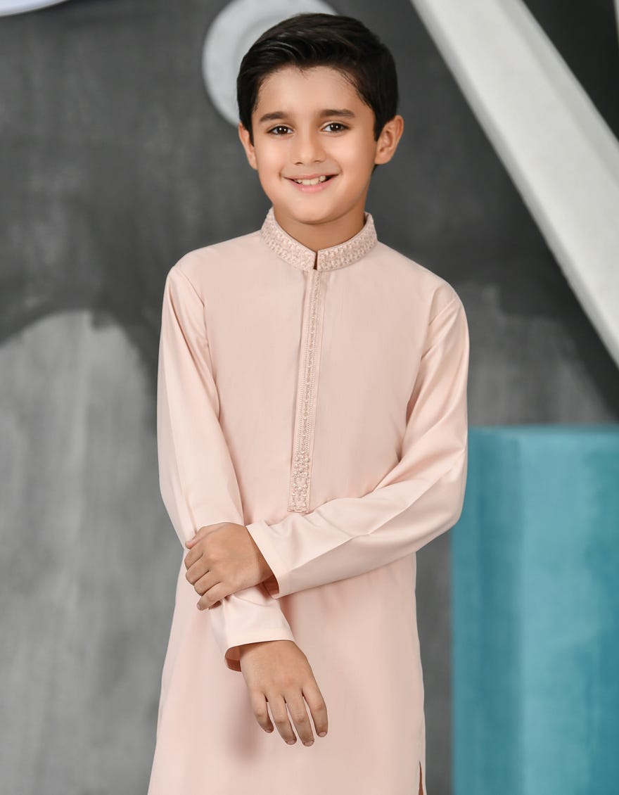 BABY PINK BLENDED KURTA PAJAMA | JCKP-S-38836