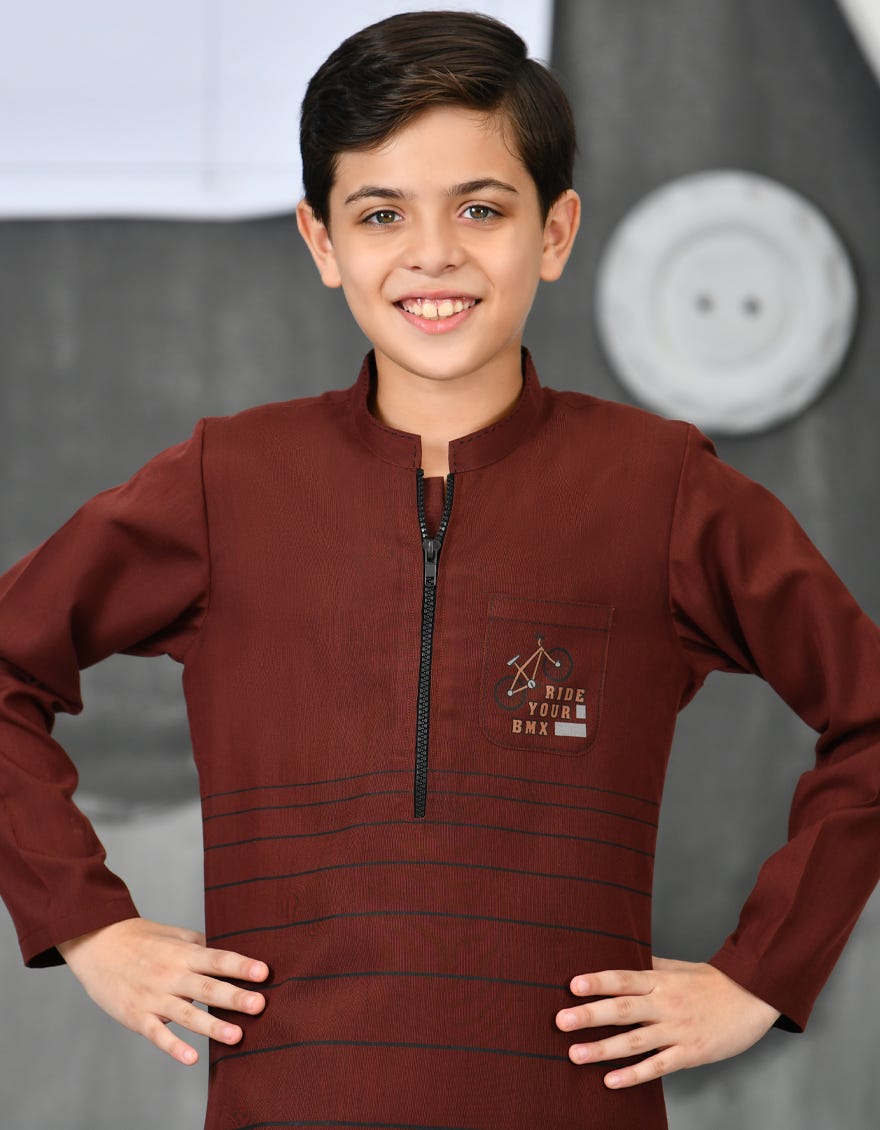 BROWN BLENDED KURTA PAJAMA | JCKP-A-38841