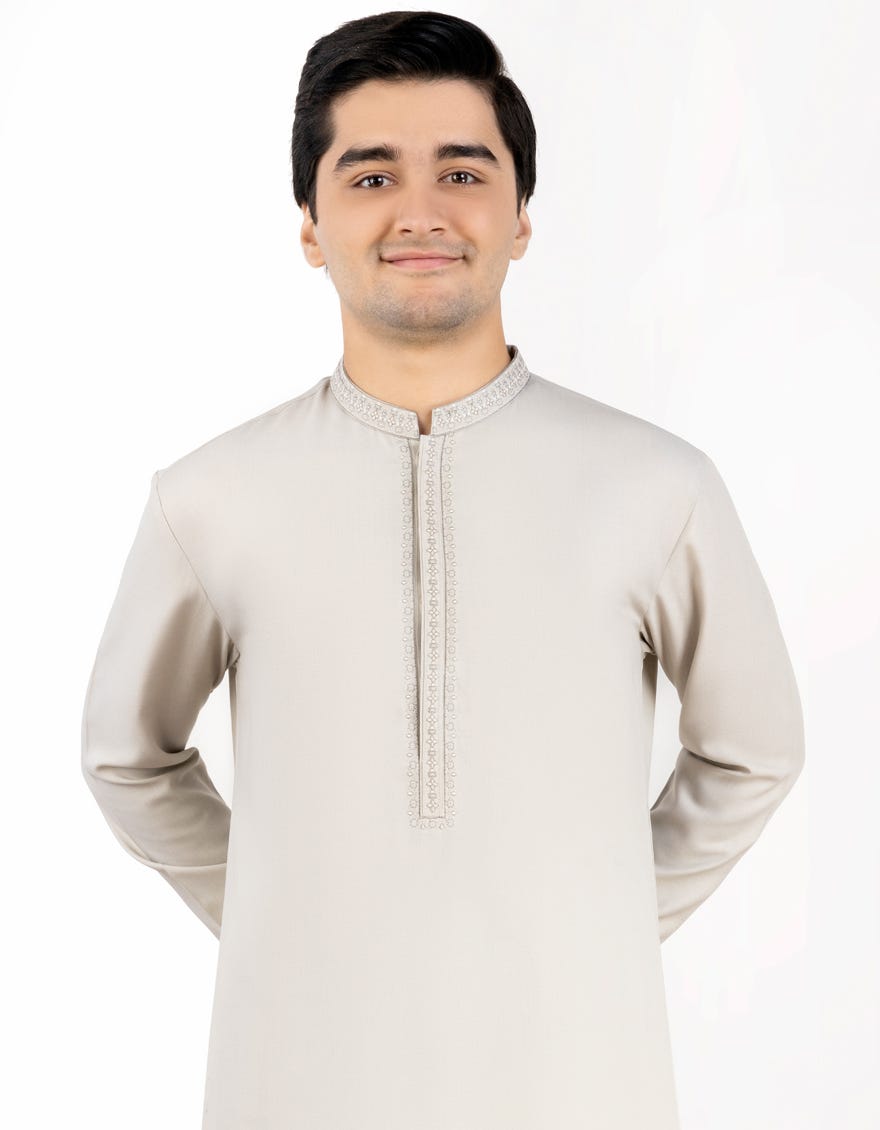 GREY BLENDED KAMEEZ SHALWAR | JTKS-S-38842