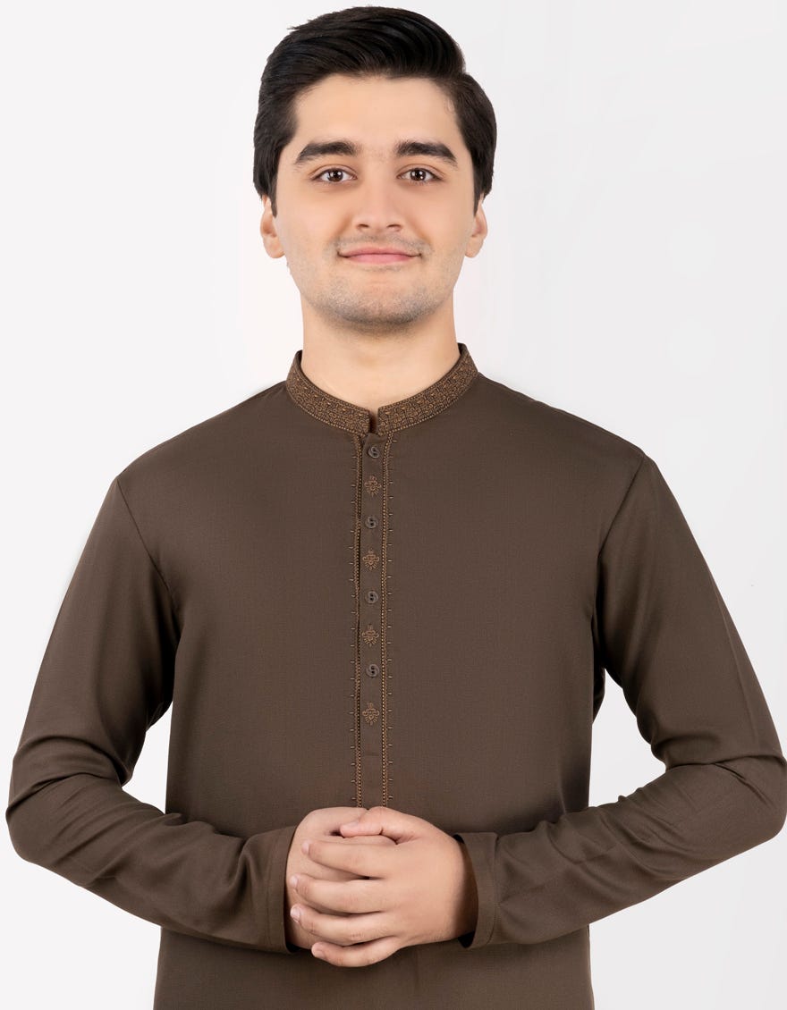 BROWN BLENDED KAMEEZ SHALWAR | JTKS-S-38844