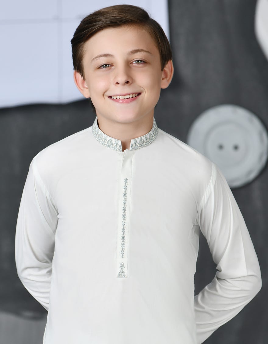 WHITE POLYESTER KAMEEZ SHALWAR | JCKS-S-38846