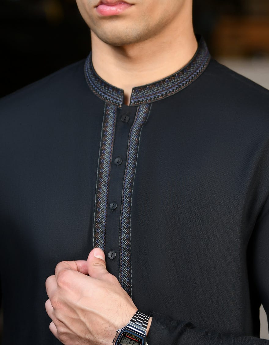 BLACK BLENDED KAMEEZ SHALWAR | JTKS-S-38849