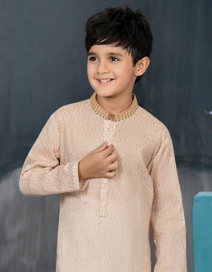PEACH COTTON KURTA | JCK-S-38850