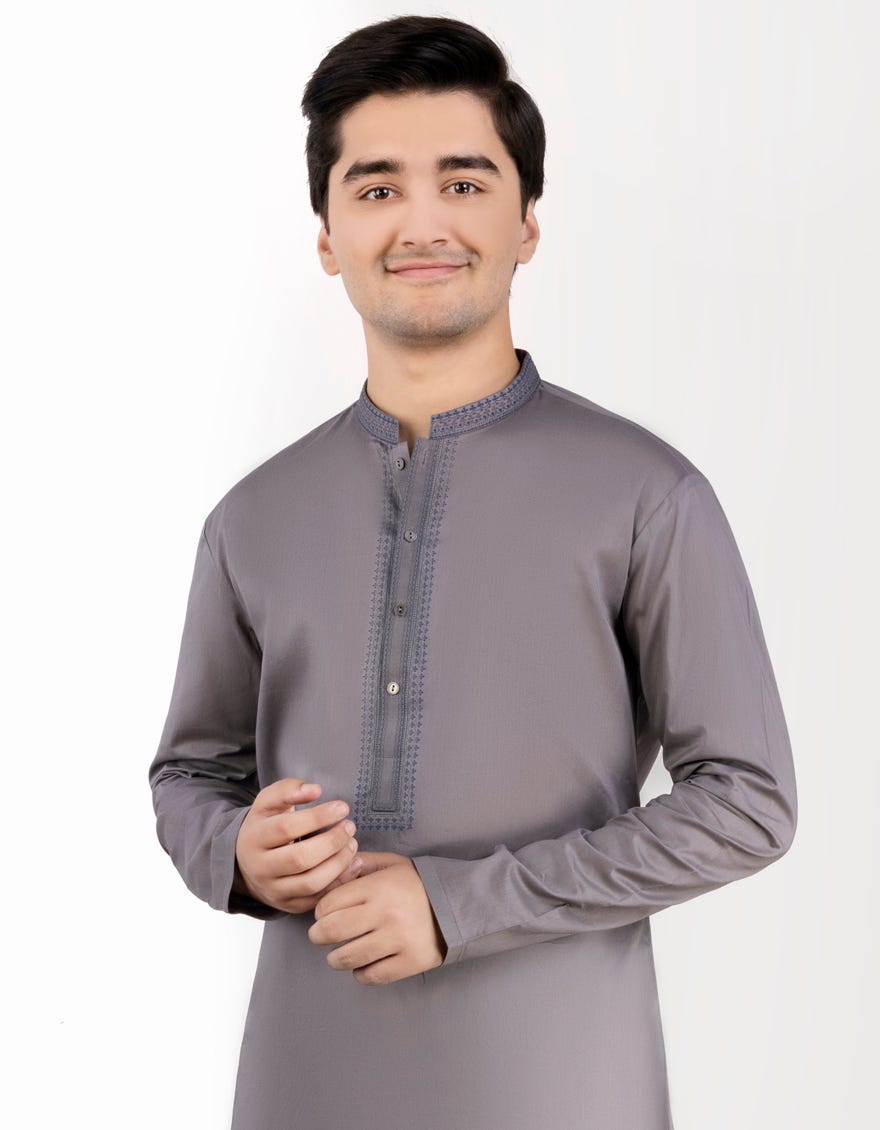 GREY COTTON KURTA | JTK-S-38865